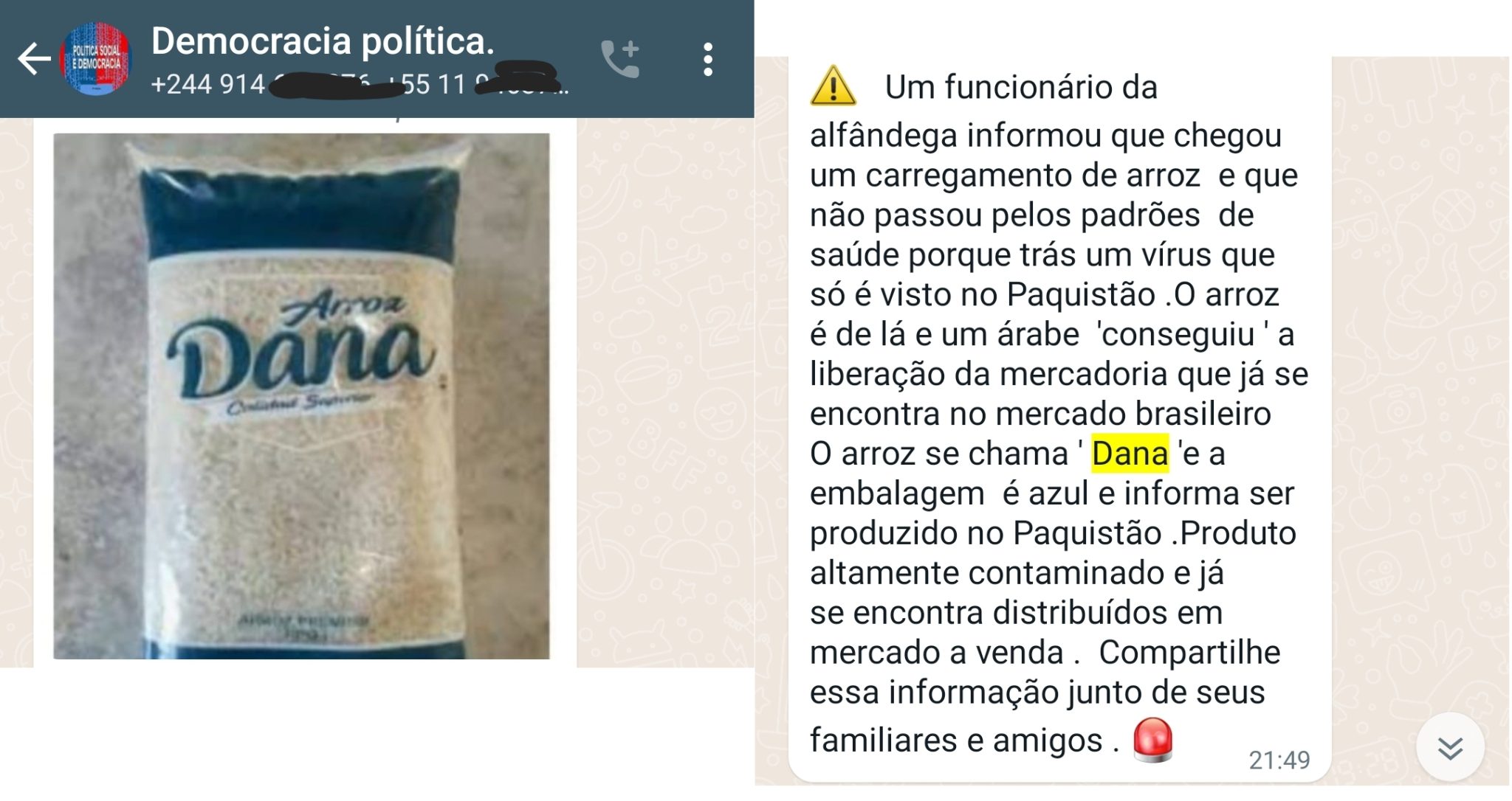 Verdade Que O Arroz Dana Est Vindo Contaminado Do Paquist O