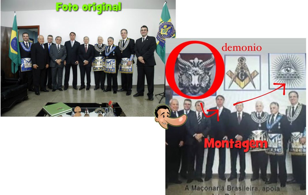 Bolsonaro Posou Em Foto Na Maçonaria Em Frente A Um Quadro De Baphomet 0296