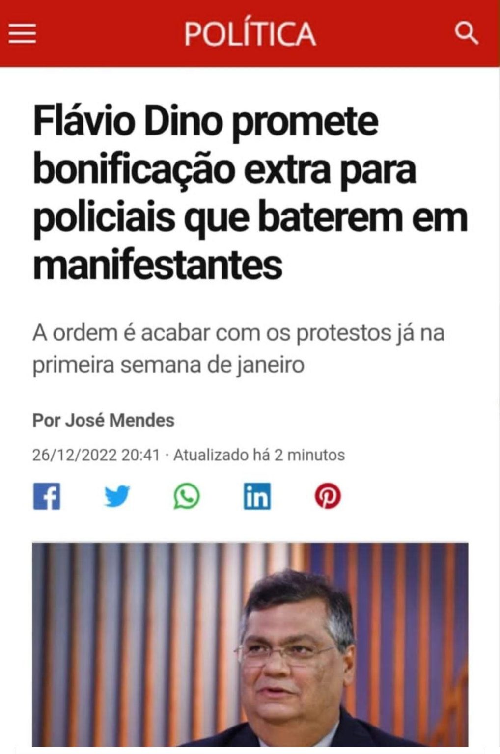 Fl Vio Dino Ir Bonificar Todo Policial Que Bater Em Manifestantes